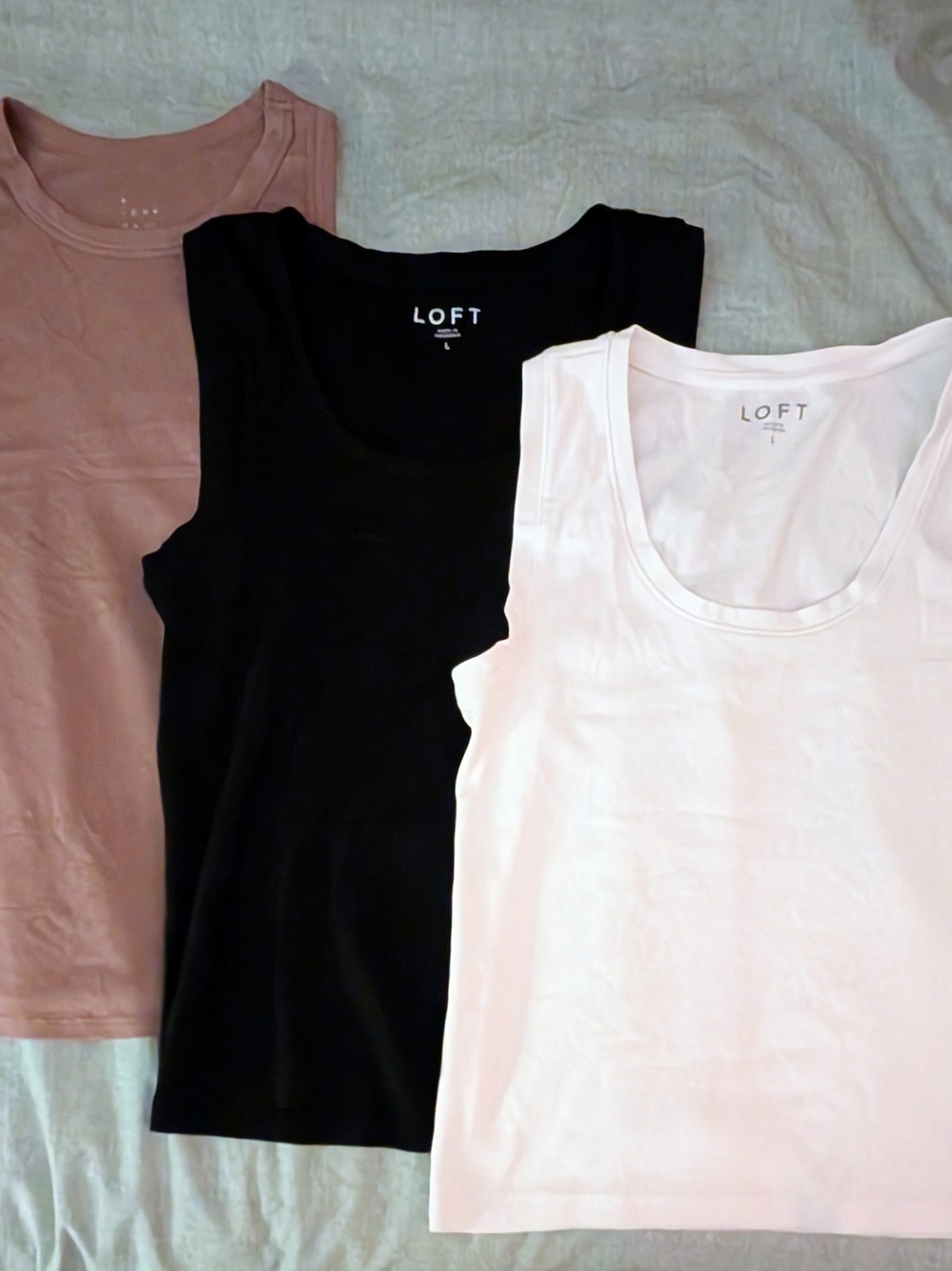 Women’s Basic Scoop Neck Tank Trio Bundle - Blush Brown, Black, White